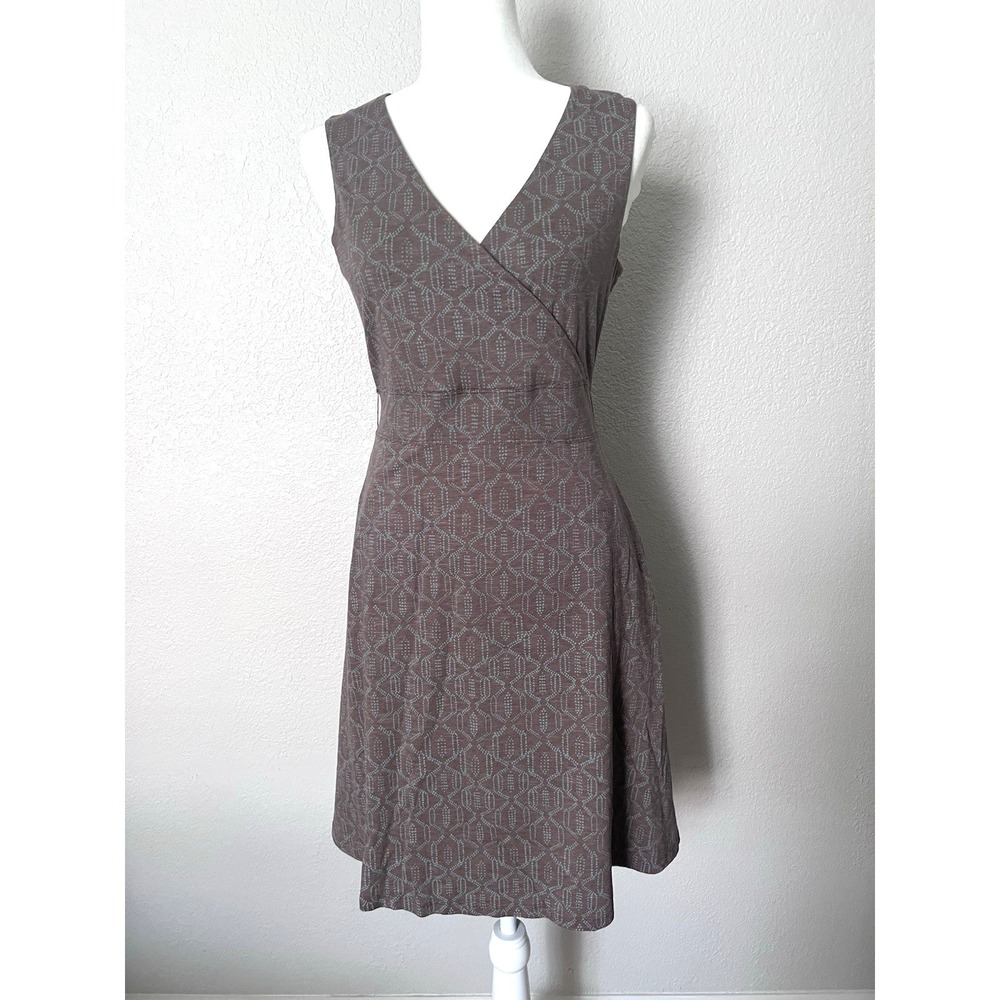 Toad & Co Cue Sleeveless Faux Wrap Dress Brown V-Neck Size M Athleisure Granola